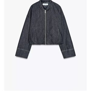 Zara Balloon Denim Bomber Jacket